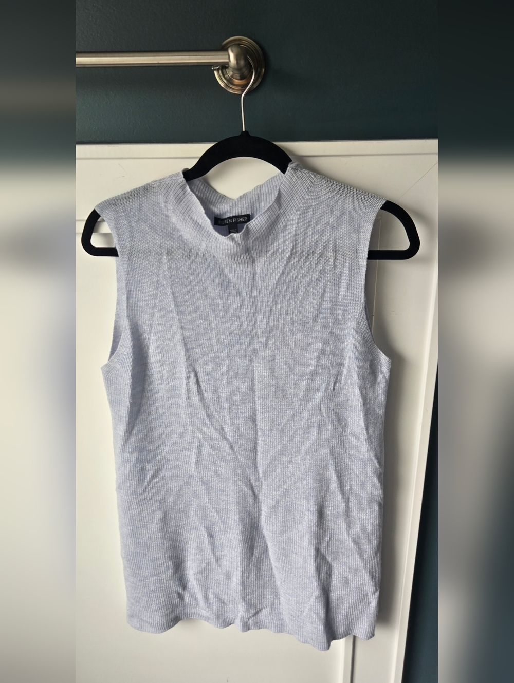 Eileen Fisher Light Blue Ribbed Mock Neck Tunic Tank